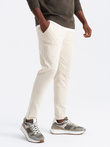 Męskie dresowe spodnie z logotypem – kremowe V2 OM-PASK-0167