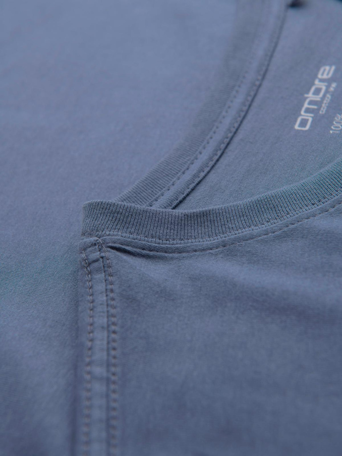 T-shirt męski klasyczny bawełniany BASIC - niebieski denim V7 OM-TSBS-0236