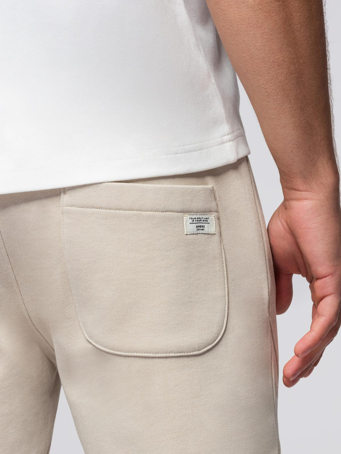 Men's jogger sweatpants - light beige V1 OM-PABS-0173