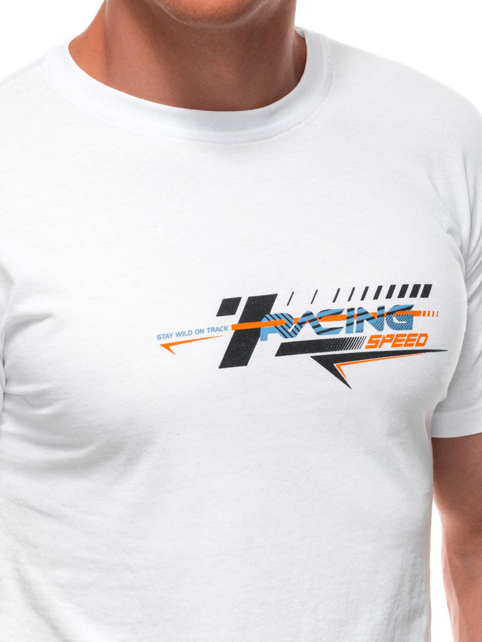 T-shirt męski z nadrukiem S2031 - biała