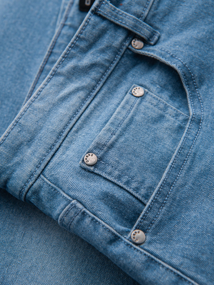 Men's denim shorts with rolled up leg - blue V2 OM-SRDS-0164