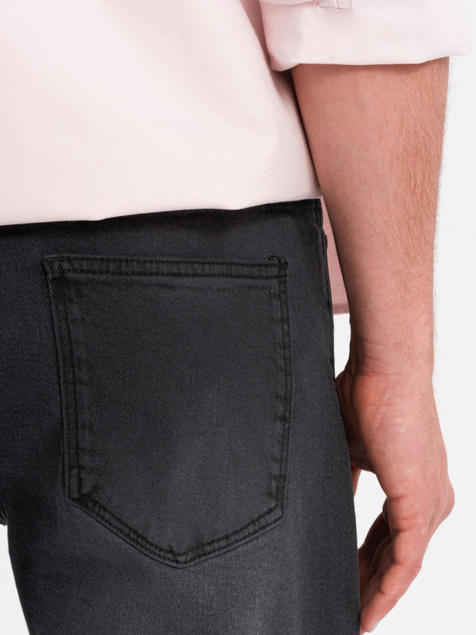 Szorty męskie denimowe o klasycznym kroju – czarne V4 OM-SRDS-0171