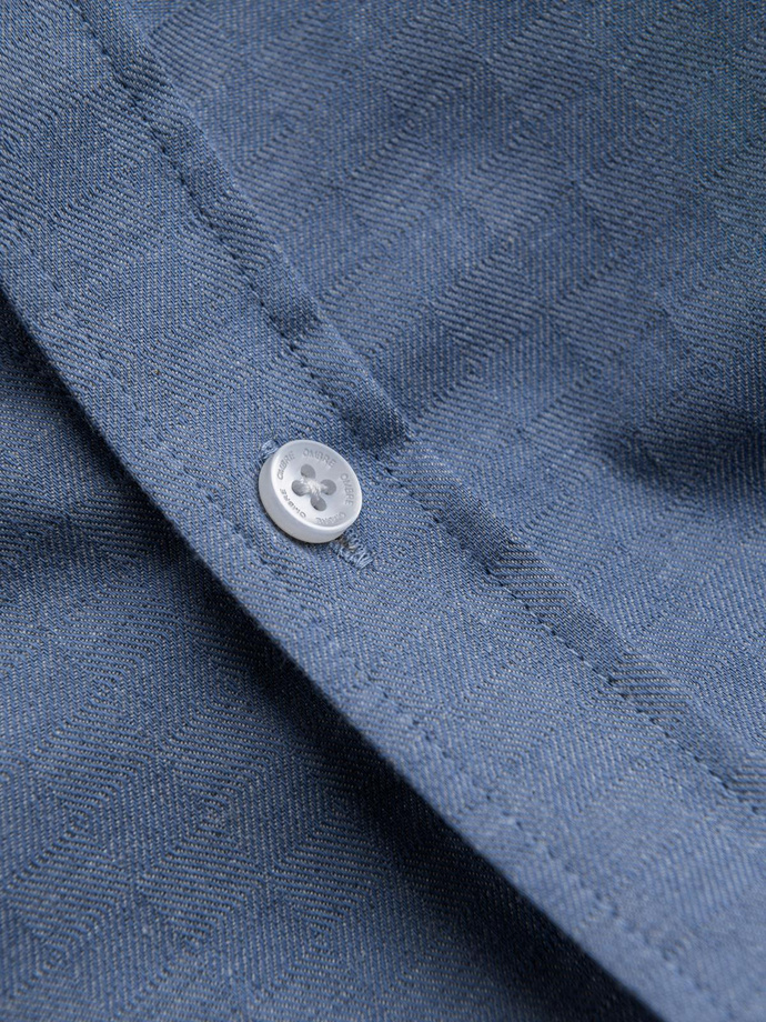 Koszula męska SLIM FIT z ozdobnej tkaniny – niebieska V1 OM-SHCS-0175