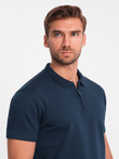 Men's polo shirt with zippered collar - navy blue V7 OM-POSS-0132