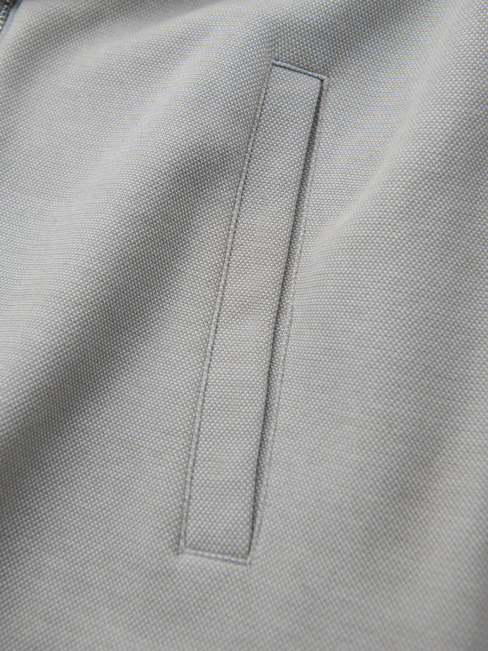 Men's pique knit bomber jacket - gray V4 OM-SSZP-0238