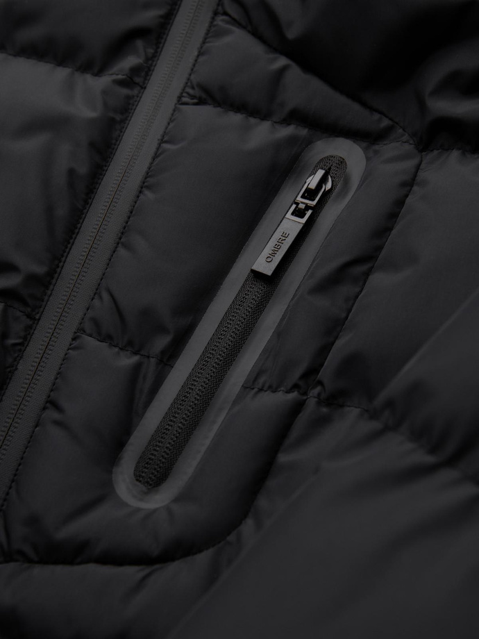 Men's quilted insulated jacket with raglan sleeves - black V4 OM-JAHP-0302