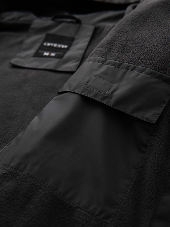 Kolorowa lekka męska kurtka sportowa z polarem – niebiesko-grafitowa V2 OM-JANP-0194