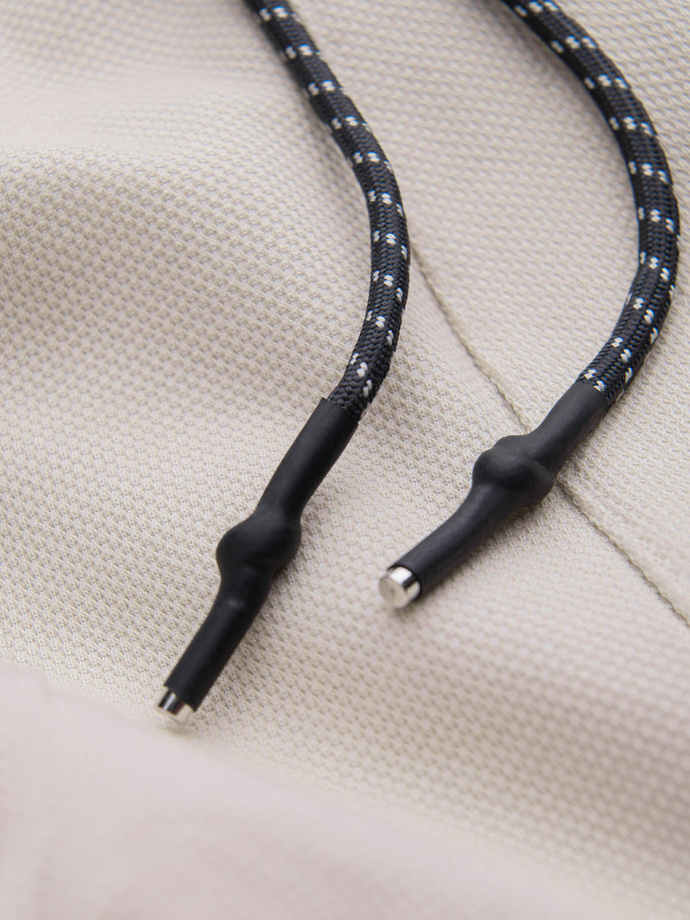 Men's structured knit sweatpants - light beige V1 OM-PASK-0211