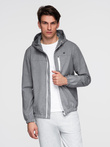 Men's lightweight sports jacket with fleece lining - gray V3 OM-JANP-0136