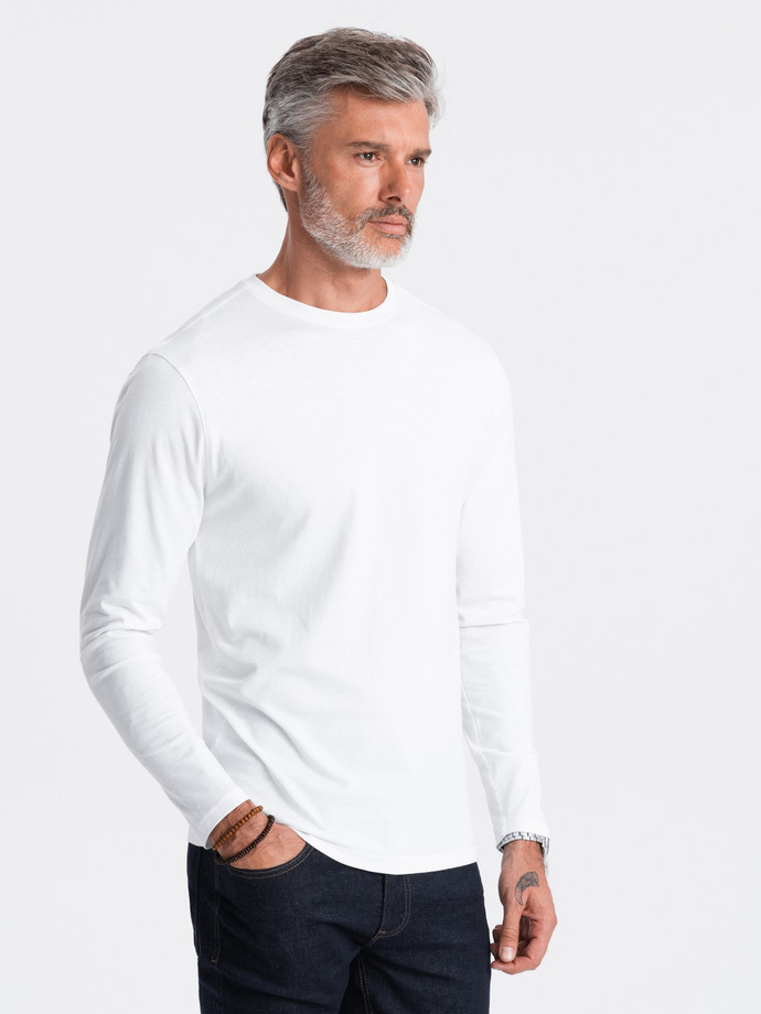 BASIC men's longsleeve with round neckline - white V4 OM-LSBL-0106