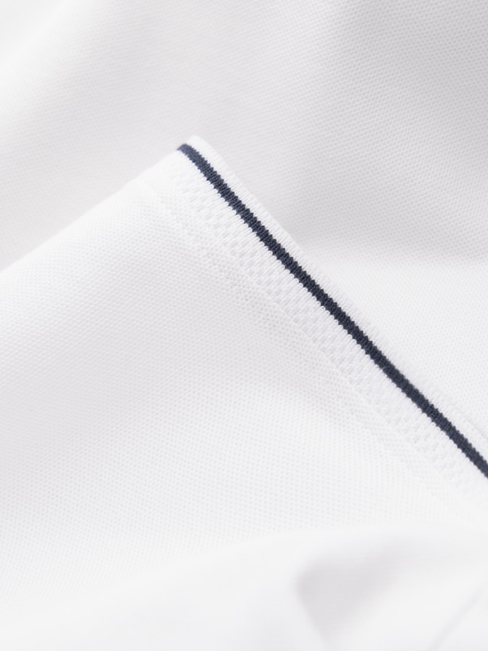 Men's pique knit polo shirt without buttons - white V1 OM-POSS-0110