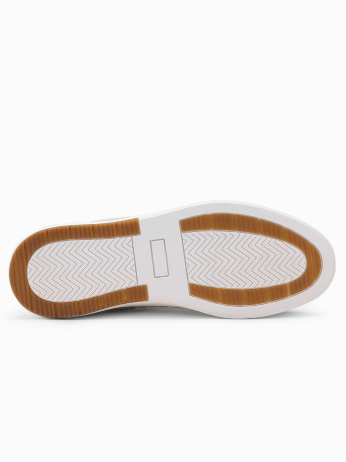 Wsuwane męskie sneakersy ze strukturalnego materiału – kremowe V1 OM-FOSL-0154