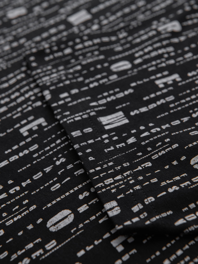 Bawełniana koszulka z nadrukiem i okrągłym dekoltem – czarna V2 OM-TSFP-0225