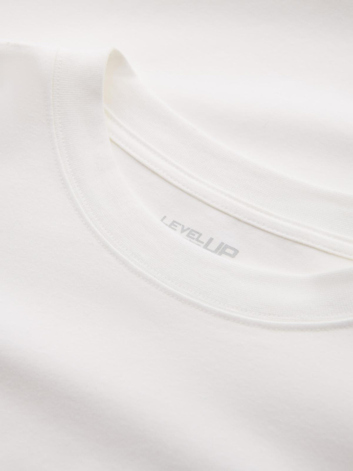 Men's cotton LOOSE FIT longsleeve with round neckline - cream V2 OM-LSBC-0129