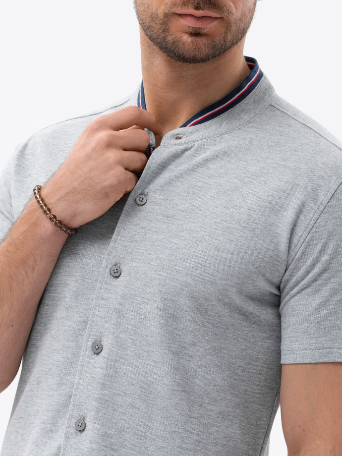 Men's short sleeve knit shirt - grey V5 K543