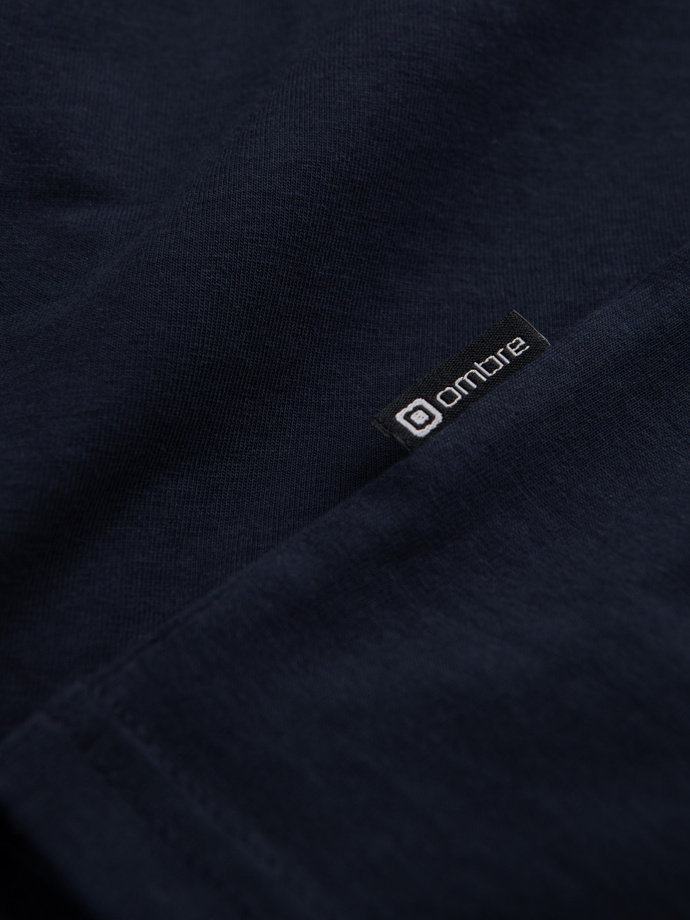 Men's signature elastane longsleeve with v-neck - navy blue V2 OM-LSCL-0110