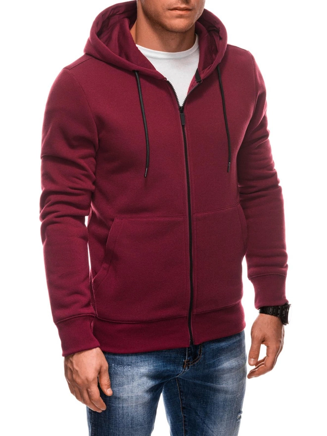 BASIC unbuttoned men's hooded sweatshirt - maroon V7 EM-SSBZ-0101