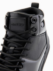 Men's high boots sneakers with shiny elements - black V1 OM-FOSH-0178