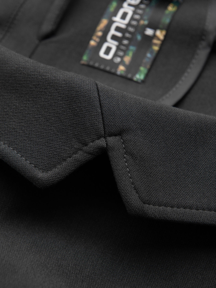 Men's SLIM knit jacket with subtle texture - graphite V1 OM-BLZB-0101