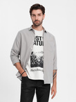Men's REGULAR FIT shirt with pocket - gray V1 OM-SHCS-0148