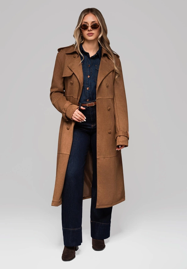 Women's trench coat LARICA OW-COLC-0107 v3 - brown