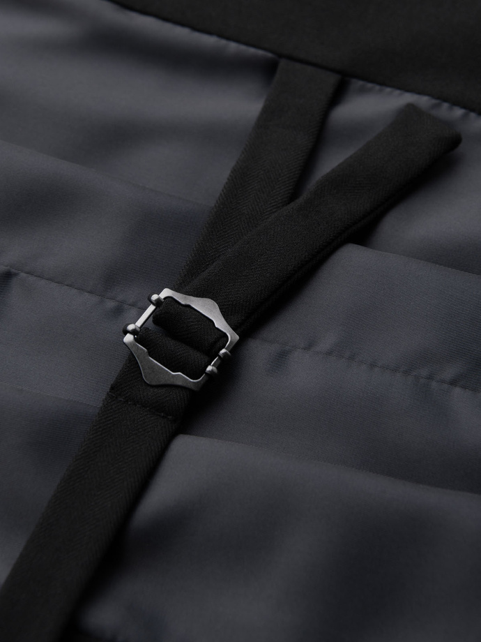 Elegancka męska kamizelka w jodełkę SLIM FIT  - czarna V3 OM-BLZV-0143