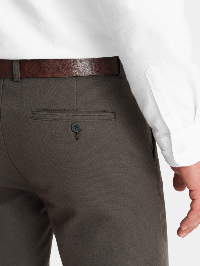 Classic men's softly textured chino pants - khaki V2 OM-PACP-0188