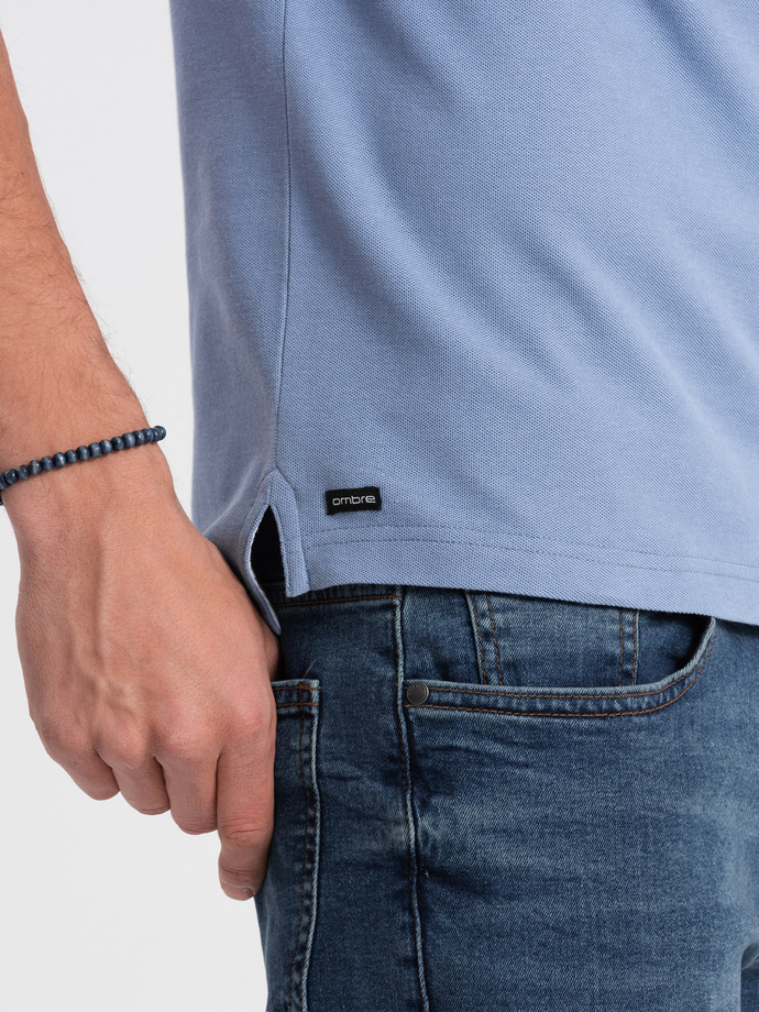 Men's collarless polo shirt - blue V3 OM-TSCT-0156