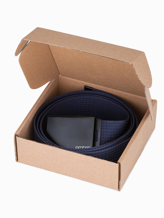 Men's belt with adjustable buckle - navy blue A030