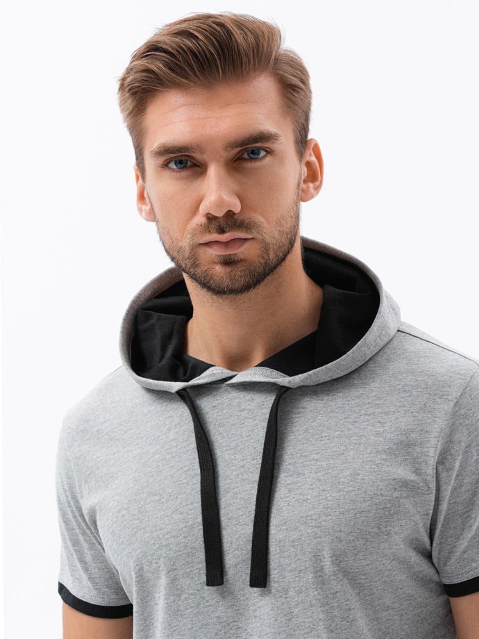 Men's hooded t-shirt - grey melange V8 S1376