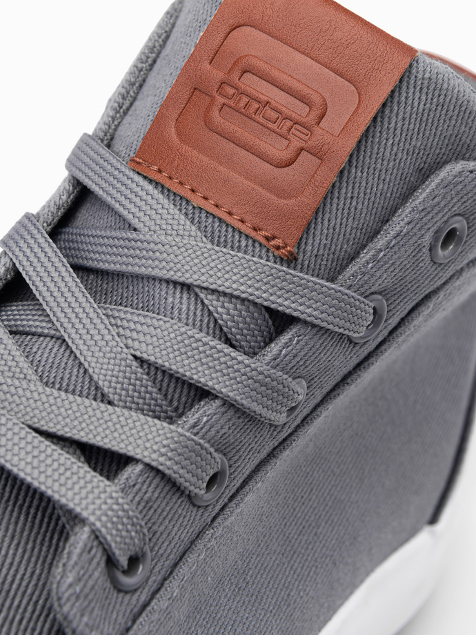 Wysokie męskie buty trampki z bawełnianego płótna – szare V3 OM-FOTH-0156