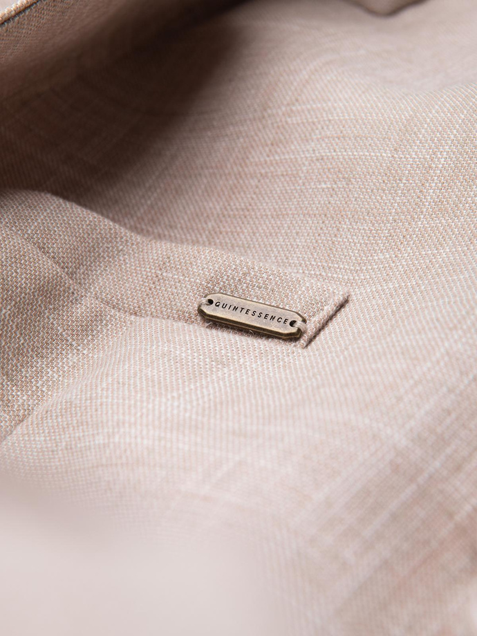 Men's REGULAR cut jacket with linen - light beige V2 OM-BLZB-0128