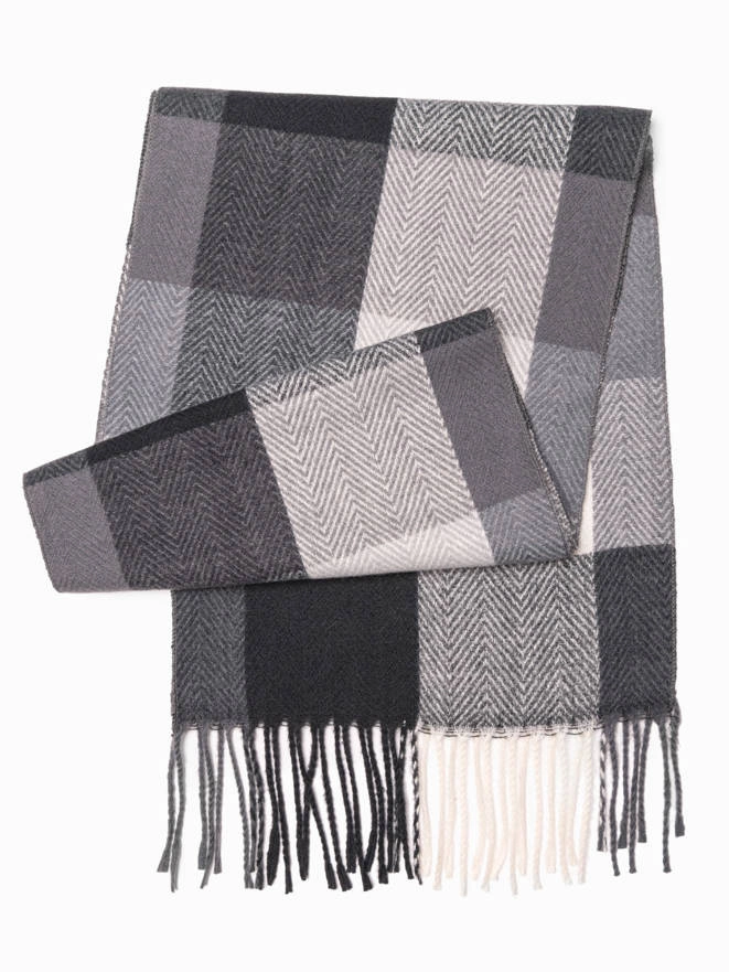 Men's scarf  - dark grey/white A408