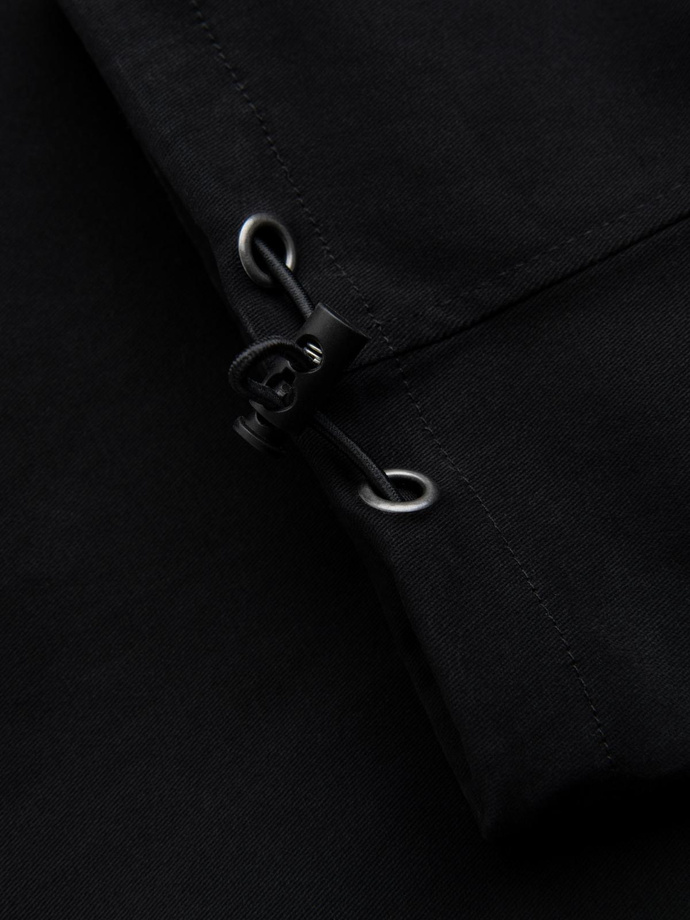 Men's cargo pants STRAIGHT LEG with stripes on pockets - black V4 OM-PACG-0197