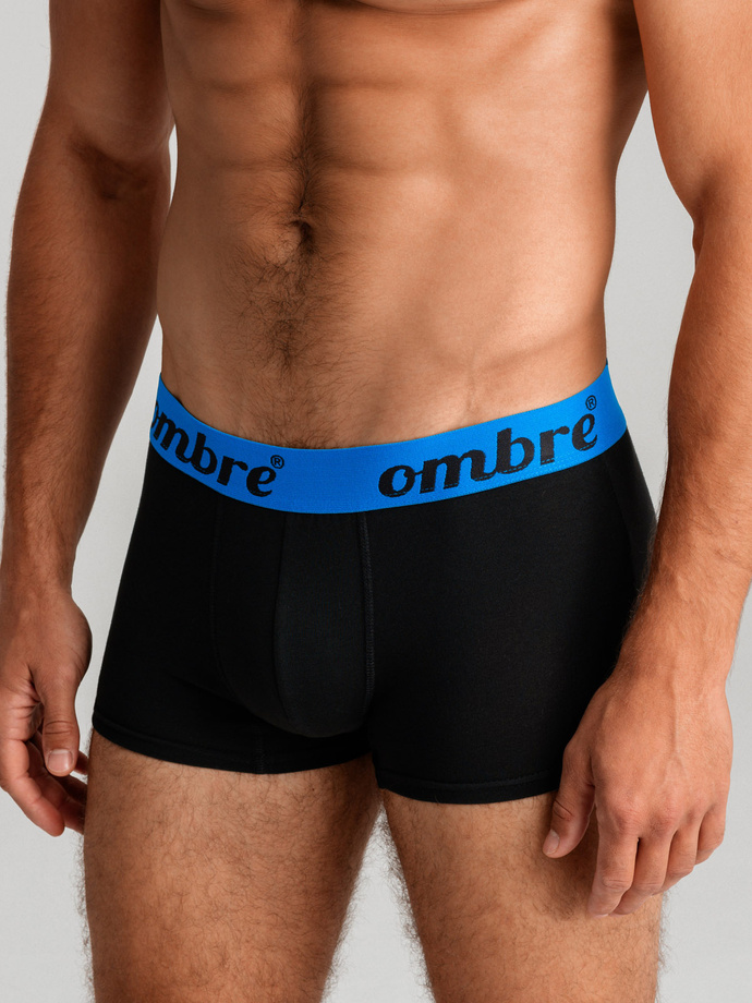 Men's cotton boxer shorts with contrasting elastic - 7-pack black V1 OM-UNBO-0100
