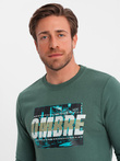 Bluza męska zakładana przez głowę z nadrukiem - zielona V2 OM-SSPS-0156