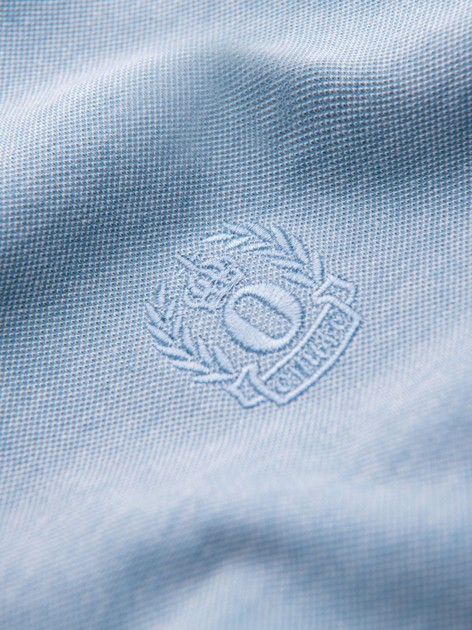 Melanżowa koszulka męska polo z kołnierzykiem w paski – niebieska V3 OM-POSS-0109