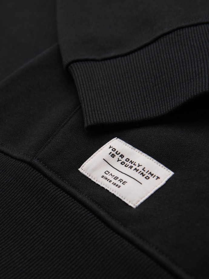 Bluza męska dresowa BASIC kangurka z kapturem - czarna V5 B1674