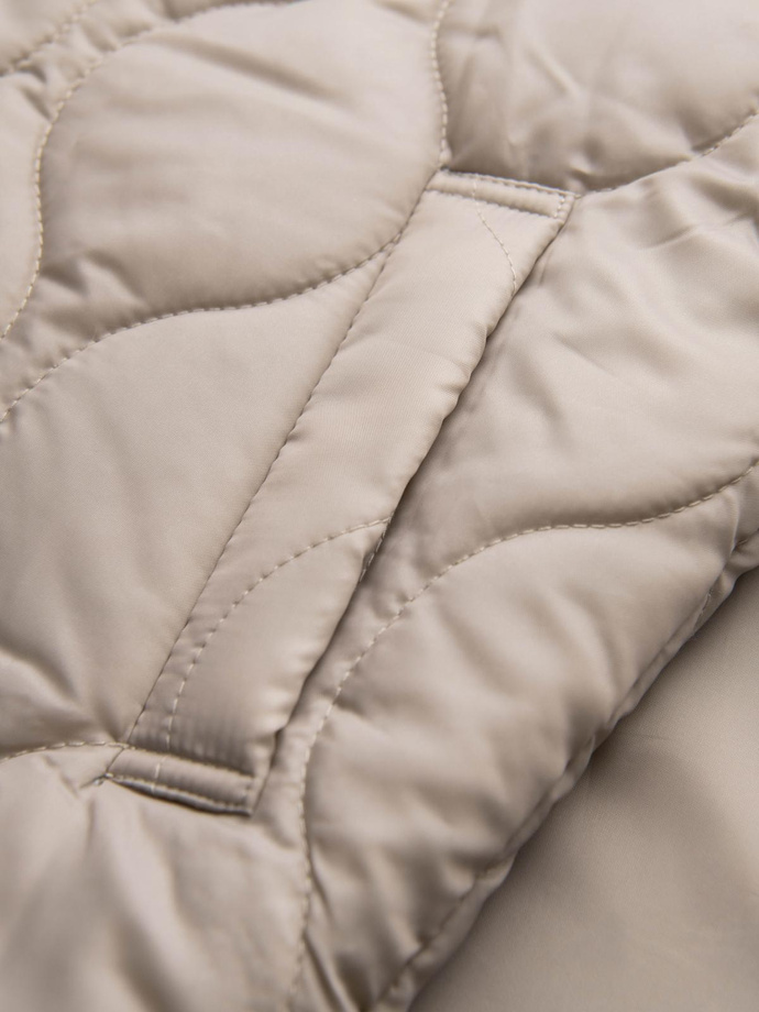 Minimalistyczny płaszcz męski z odpinaną kamizelką - beżowy V1 OM-COLC-0139