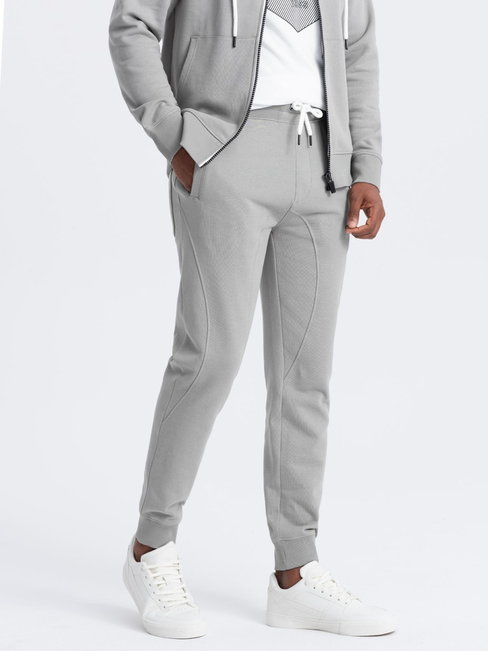 Męski dresowy komplet bluza rozpinana + spodnie joggery – szary V8 Z82