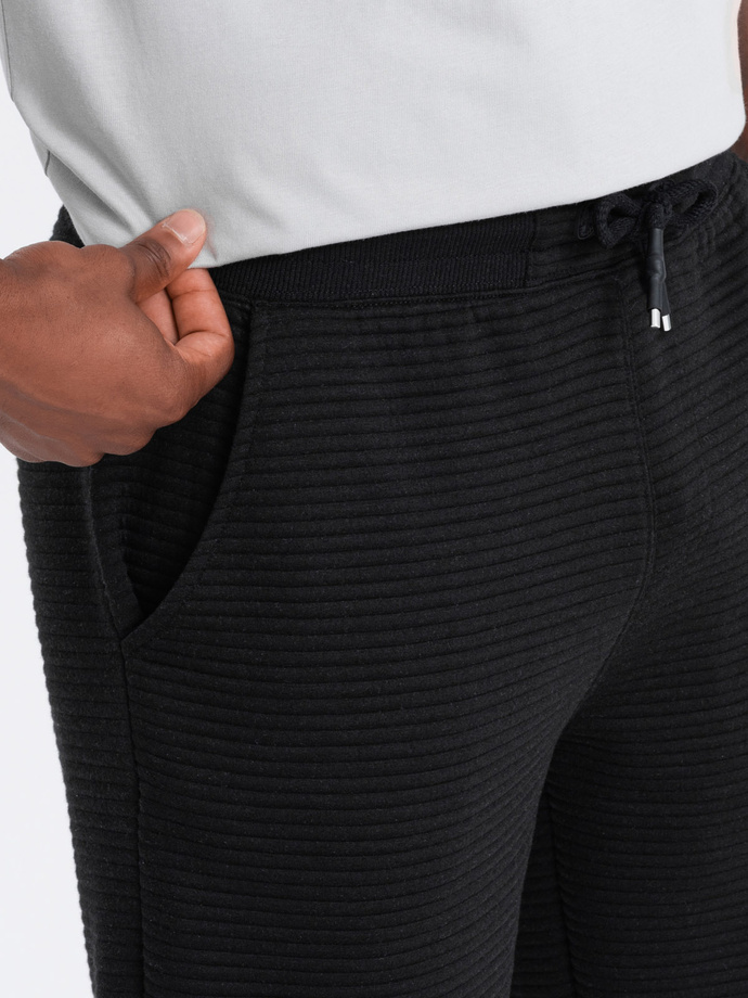 Men's short ottoman knit sweat shorts - black V4 OM-SRSK-0150