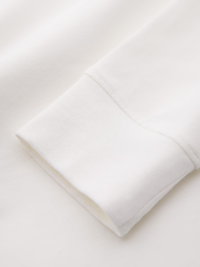 Męski bawełniany longsleeve LOOSE FIT z okrągłym dekoltem – kremowy V2 OM-LSBC-0129