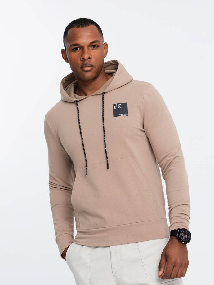 Men's logo kangaroo hoodie - brown V3 OM-SSNZ-0162