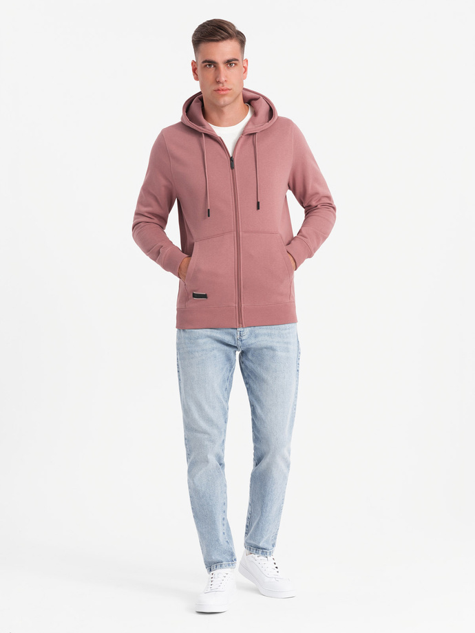 Rozpinana bluza męska dresowa BASIC – ciemnoróżowa V4 OM-SSBZ-0160
