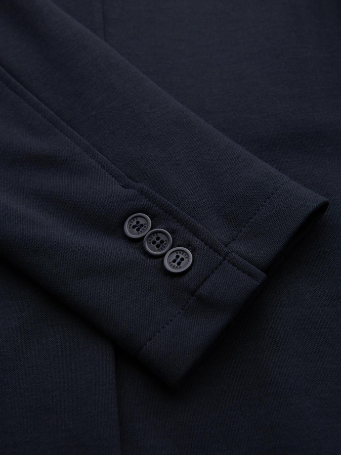 Men's SLIM knit jacket with subtle texture - navy blue V3 OM-BLZB-0101