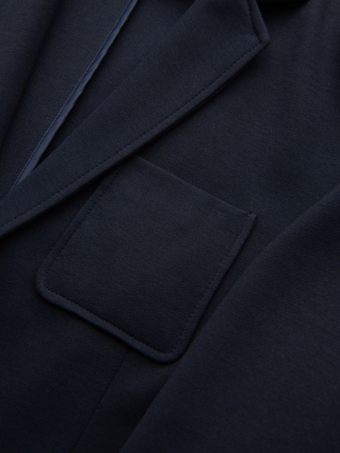 Men's SLIM knit jacket with subtle texture - navy blue V3 OM-BLZB-0101