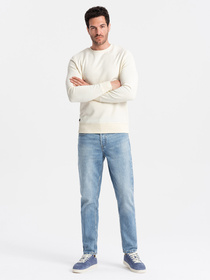 BASIC men's non-stretch cotton sweatshirt - cream V5 OM-SSBN-0159