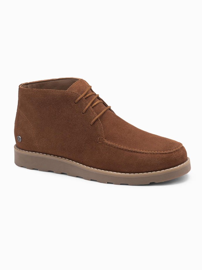 Men's suede ankle boots with thick sole - brown V2 OM-FOCS-0164