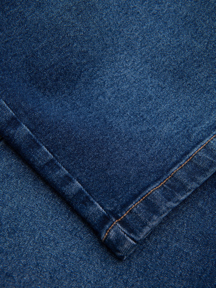 Men's denim shorts with classic cut - dark blue V3 OM-SRDS-0171