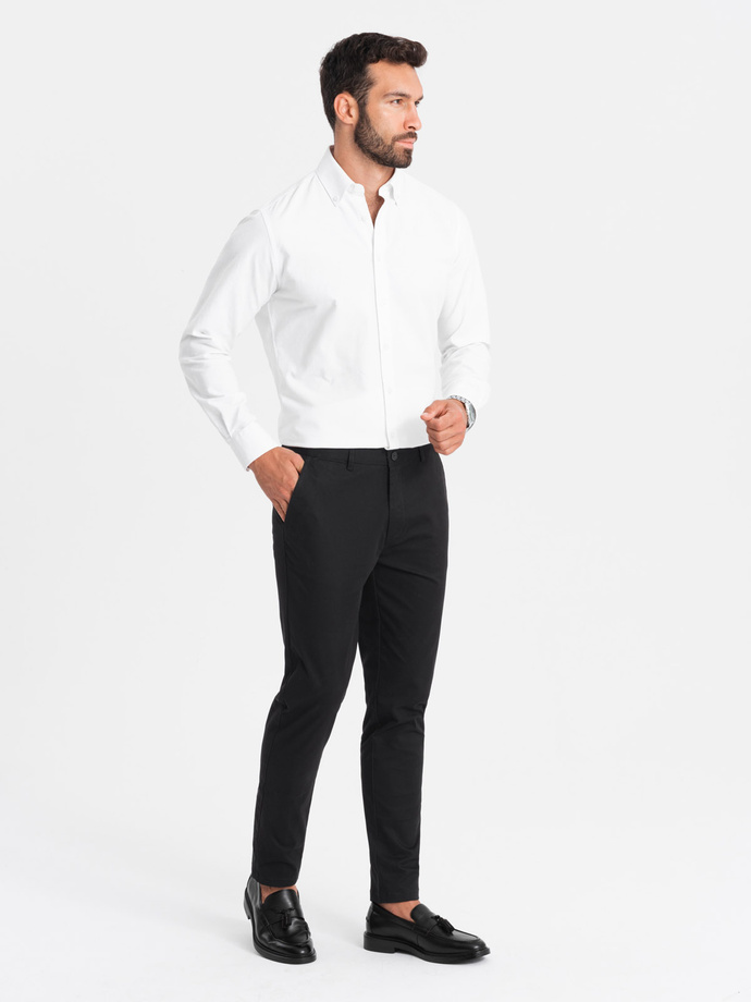Jednolite męskie spodnie chinosy SLIM FIT – czarne V5 OM-PACP-0183
